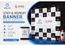 design a clean step and repeat, and rectangular banner